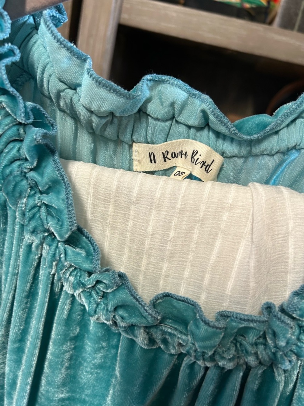 A rare bird Velvet Ruffle Women’s Top - Elegant Tiered Blouse - Picture 3 of 3